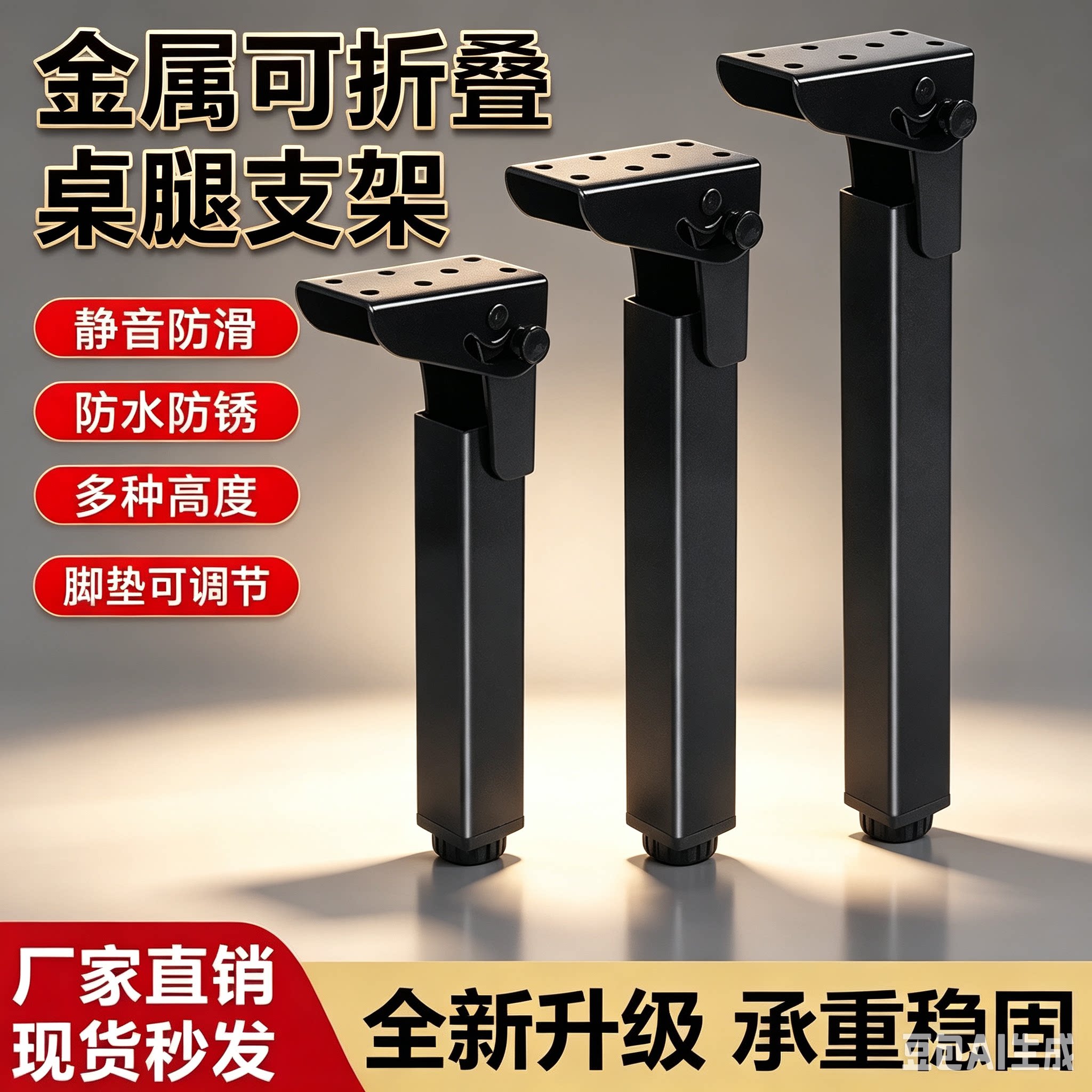 桌子腿可折叠支架茶几支撑腿金属家具脚垫