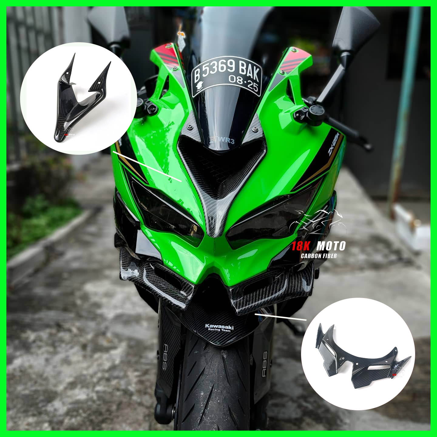 川崎ZX4RR改装碳纤维下唇进气口