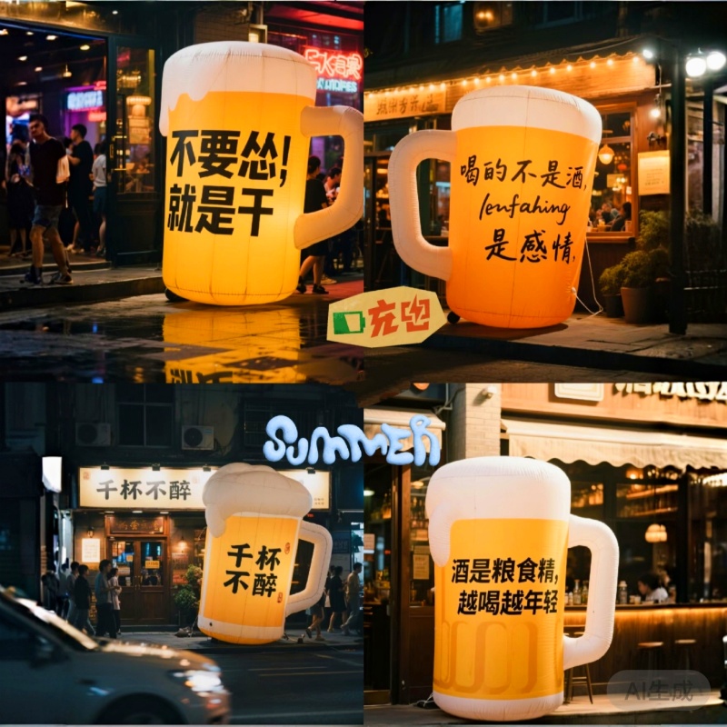 充气啤酒气模定制啤酒瓶模型气模啤酒节活动美陈装饰道具发光气膜