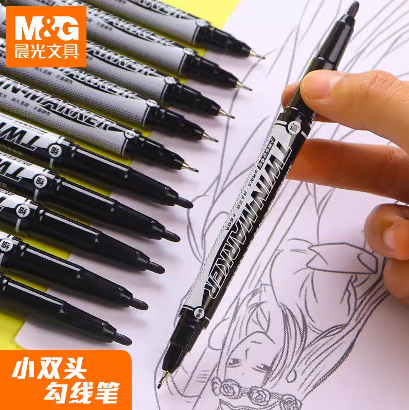 晨光XPMV7403赛美新小双头油性记号笔小细头马克笔勾线笔儿童绘,文具电教/文化用品/商务用品,记号笔,淘宝优惠券,粉丝福利购,淘宝优惠卷
