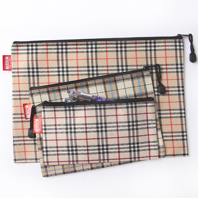 格子牛津布拉链袋可定制logo