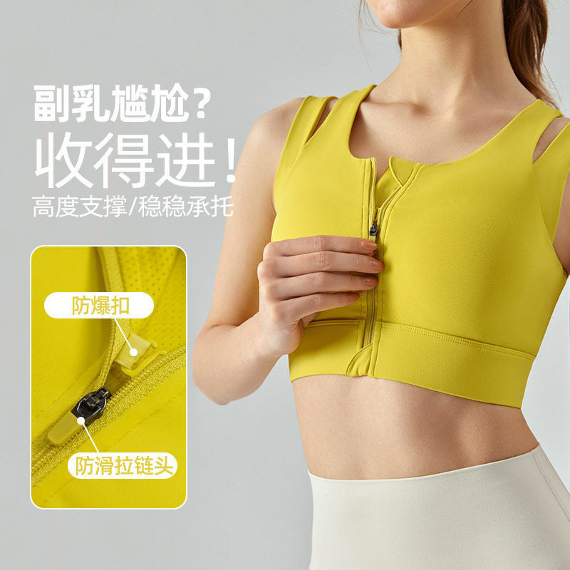 高强度运动内衣女防震跑步拉链收副乳训练背心跳操健身文胸瑜伽服