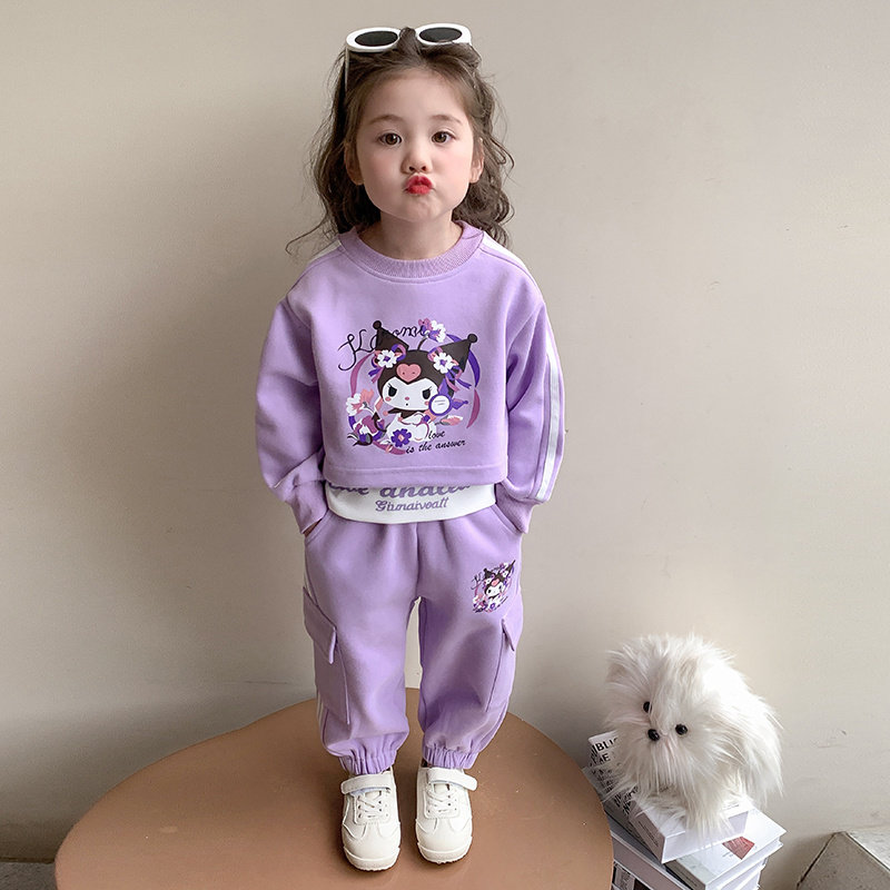 女童春季套装2025新款儿童库洛米卫衣休闲运动衣服纯棉宝宝春秋装