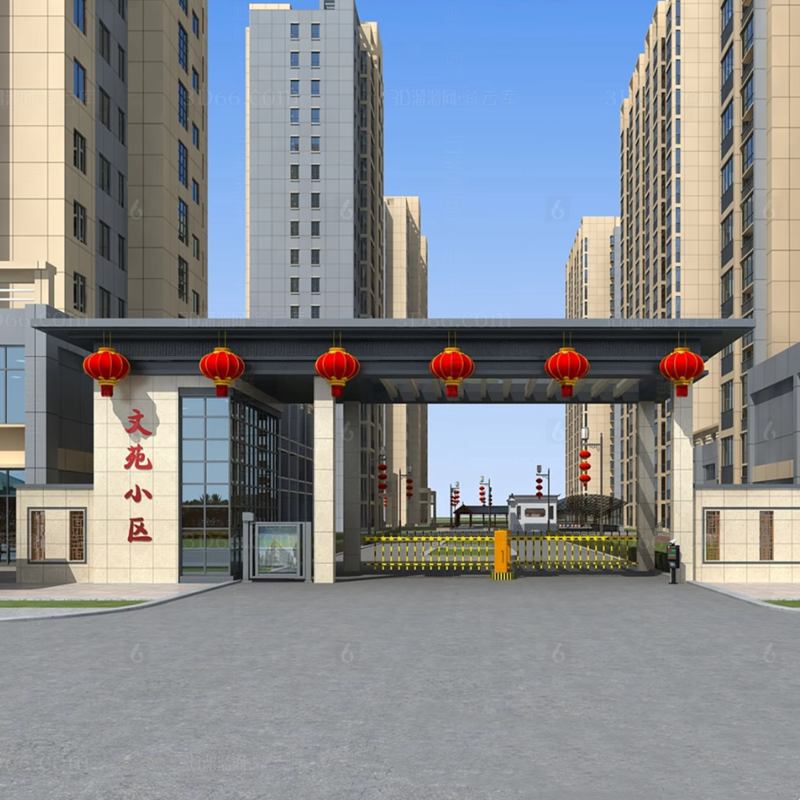 小区门口牌坊钢结构门头真石漆大门门楼定制景区艺术公寓古建门楼