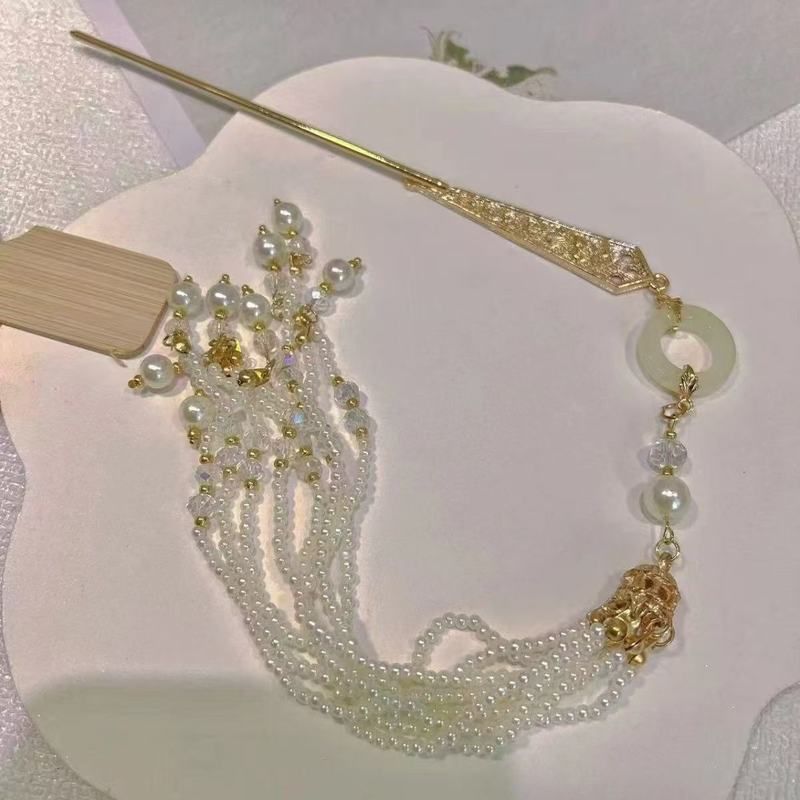 平安汉服米珠中国风流苏饰品簪子出片扣步摇流苏古风国风头饰发饰