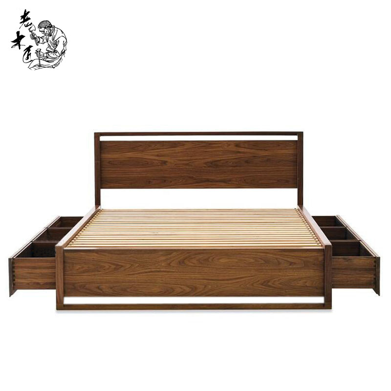 包邮北欧全实木橡木抽屉储物床黑胡桃高箱气压床婚床1.8米双人床|msdalam kategori perabot kediaman, katil kelas, katil kayu pepejal - dari Buy2taobao.com untuk memberikan perkhidmatan ejen Taobao profesional membeli