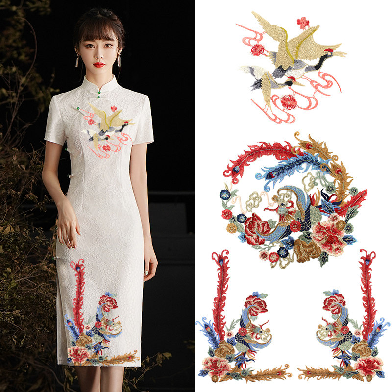 时尚diy刺绣中国风凤凰布贴大号补丁贴旗袍装饰破洞衣服贴图案贴