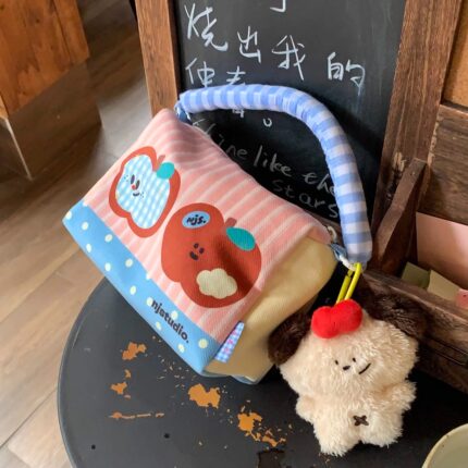 少女心遛弯手提帆布包女甜美绒布大小方包白领休闲出游枕头包收纳