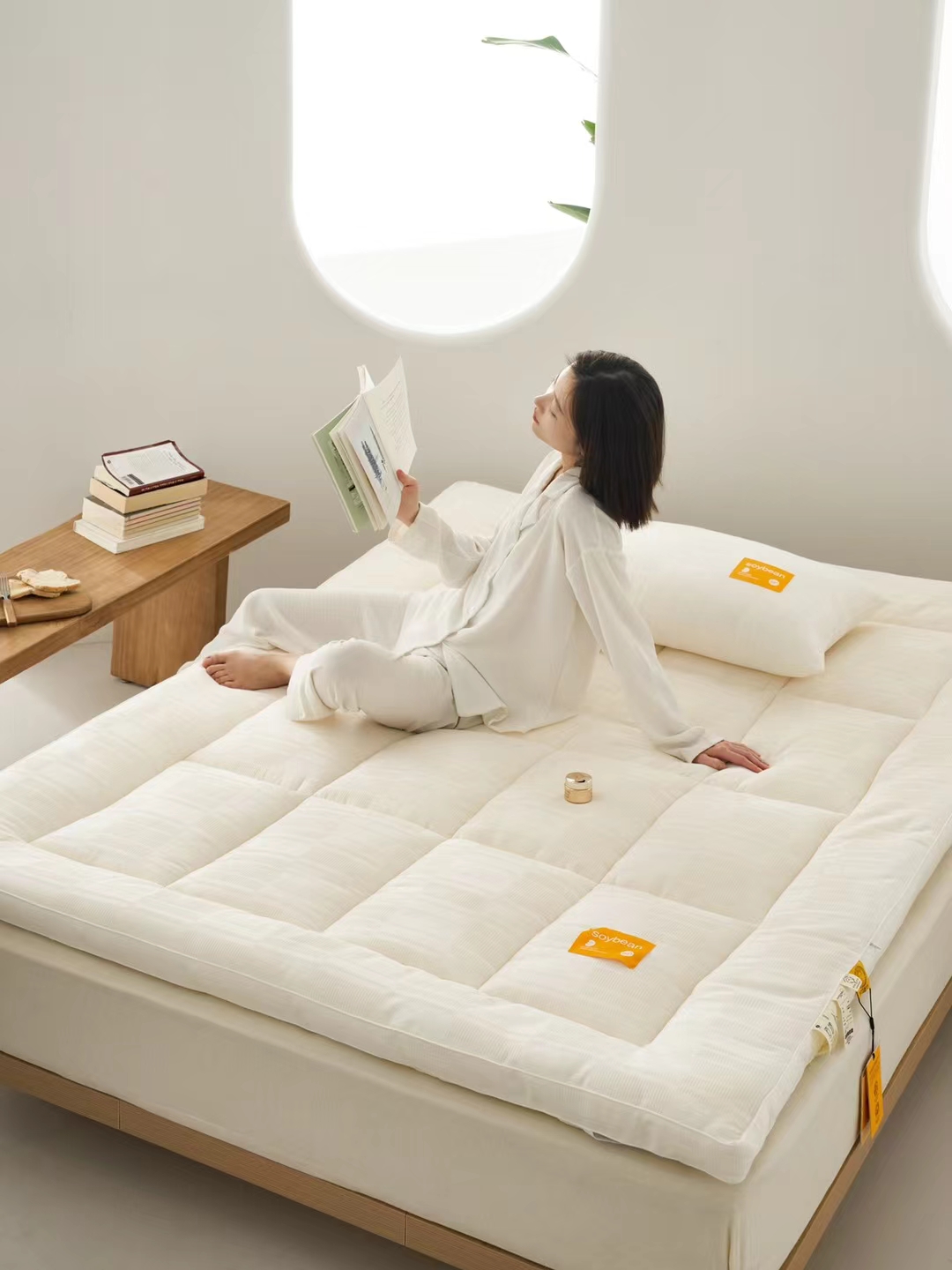 大豆床褥大豆垫被全棉华夫格面料加厚5厘米立体边