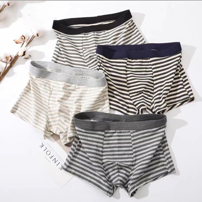 纯棉男士内裤时尚条纹加肥加大