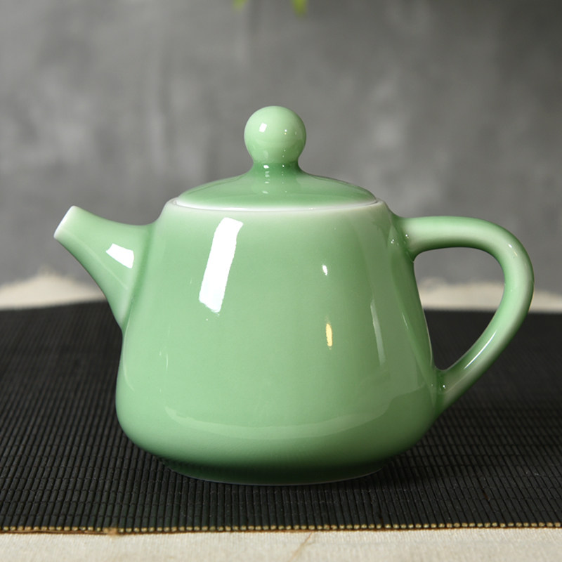 青瓷家用泡茶器龙泉陶瓷大号手工茶壶中式纯色单壶汝瓷可养 320ml