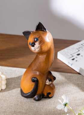 歪头猫咪装饰品摆件小众玄关客厅
