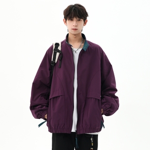 夹克男宽松休闲外套高街复古潮流上衣情侣款 STA秋季 立领撞色工装