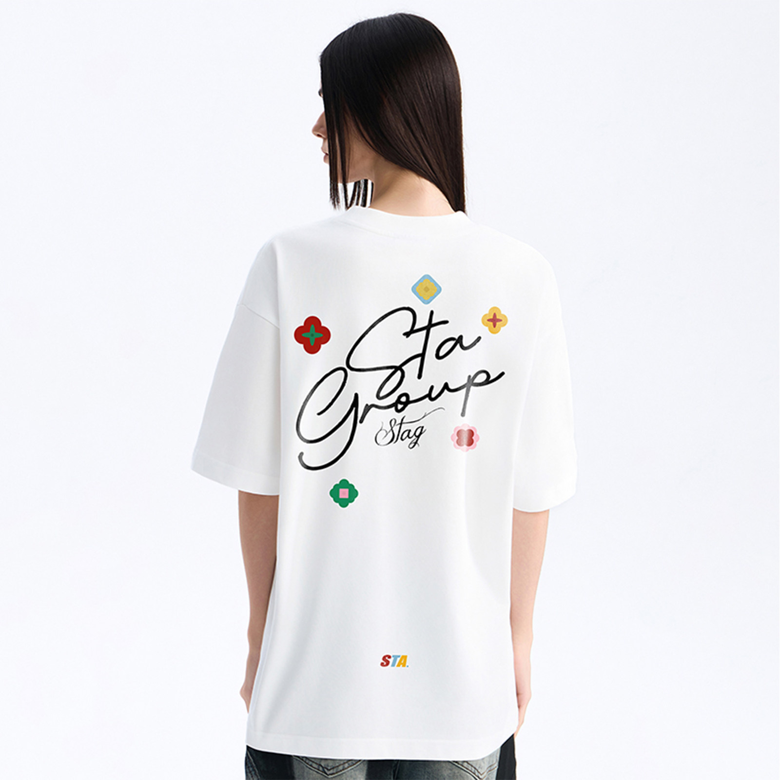 STA美式国潮牌字母印花宽松T恤