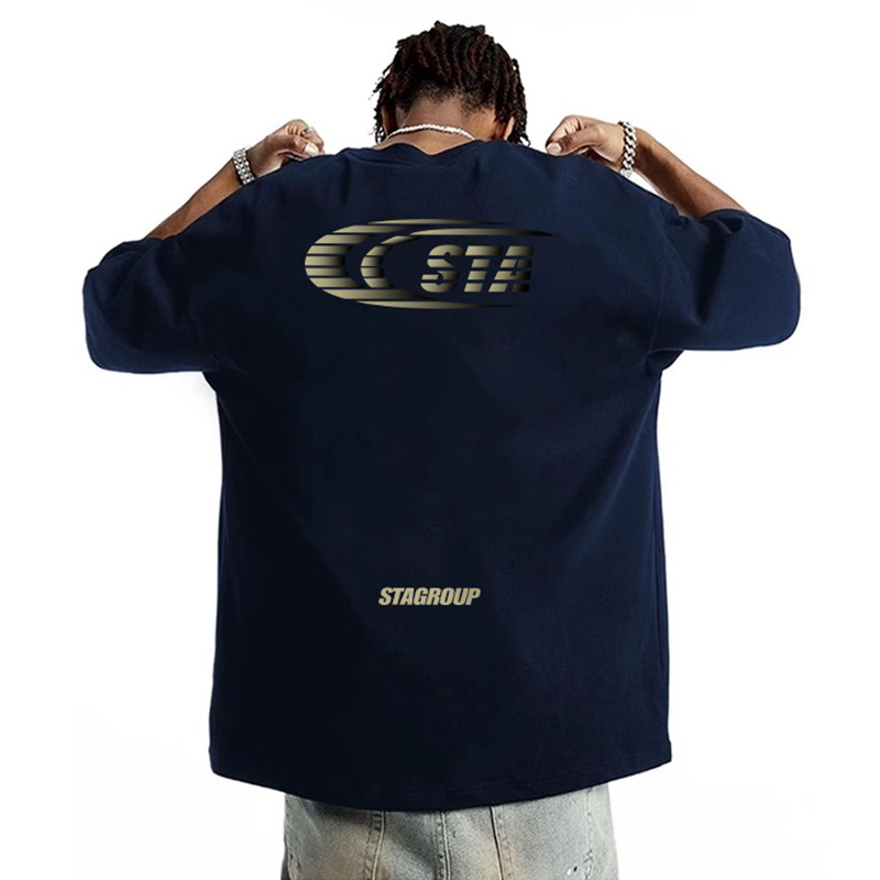 STA美式夏季潮牌渐变字母印花T恤