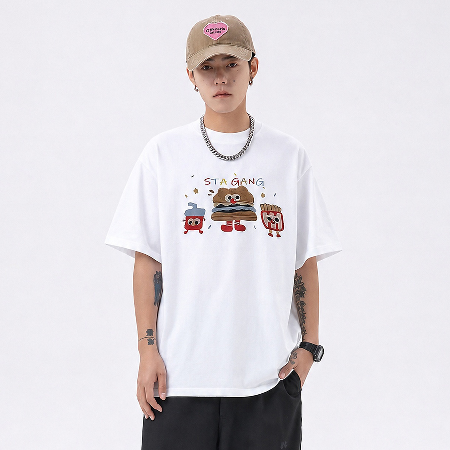 STA字母印花宽松短袖T恤男女