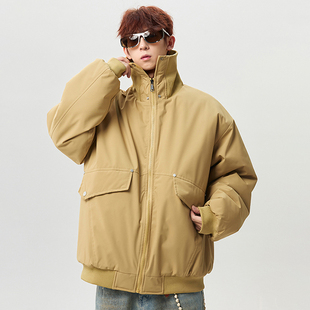 STA复古工装 加厚保暖防寒多口袋棉袄国潮牌外套 风立领棉衣男冬季