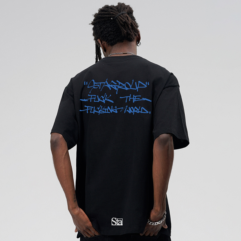 STA幻彩涂鸦印花纯棉短袖T恤男女