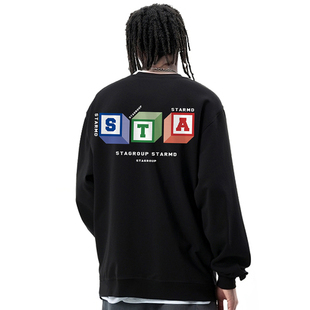 潮牌体恤打底衫 嘻哈基础款 T恤男潮流街头美式 STA3D正方形立体长袖