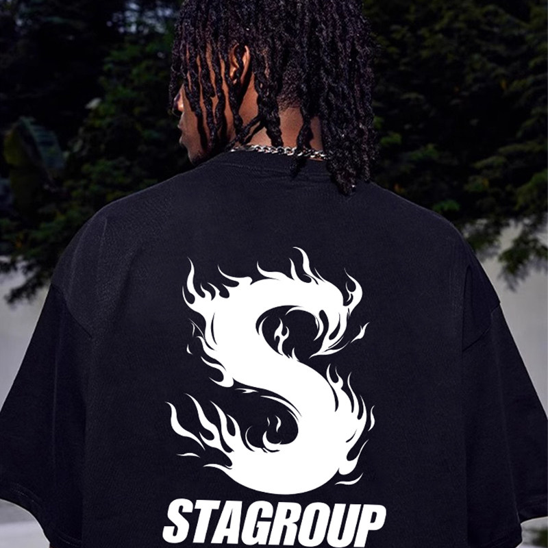 STA美式夏季太极印花纯棉宽松T恤