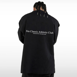 STA2025新款春秋季圆领长袖T恤男女宽松百搭潮牌美式纯棉情侣上衣