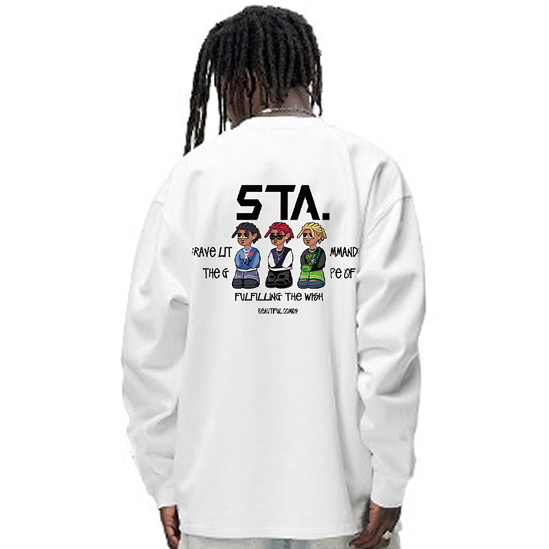 STA纯棉长袖t恤男女上衣打底衫