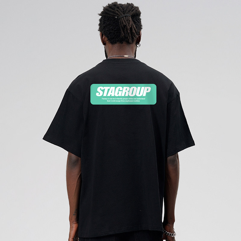 STA色块标题印花t恤纯棉短袖男