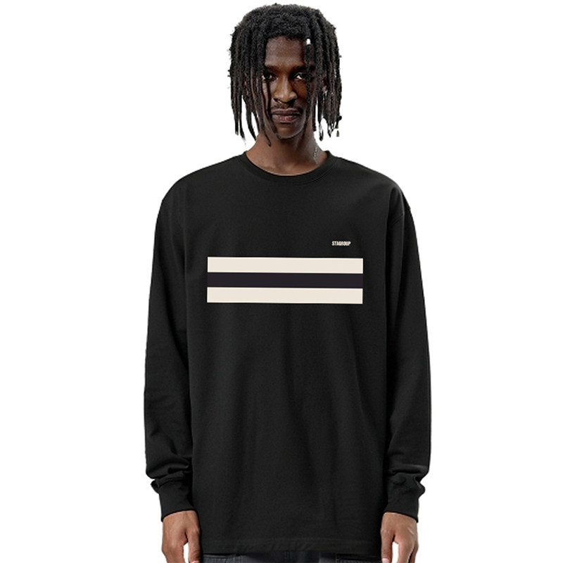 STA美式三杆长方形纯棉长袖T恤男款春季2025潮牌卫衣内搭打底衫女