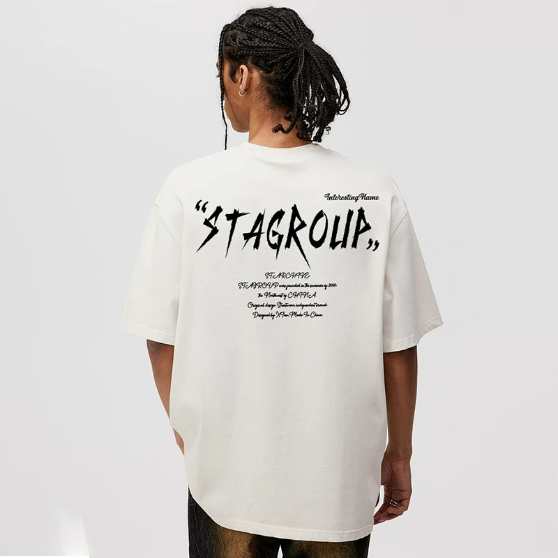 STA美式潮牌圆领字母印花纯棉T恤