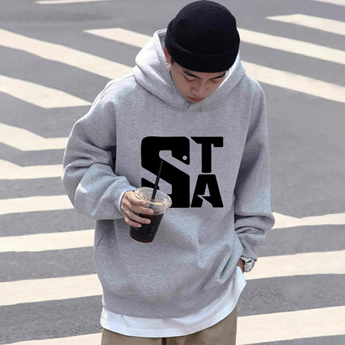 STA复古潮牌美式宽松连帽卫衣男秋冬加绒480g重磅情侣加绒外套女