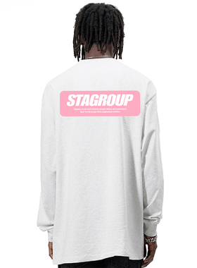 STA国潮牌美式色块标题重磅纯棉长袖t恤男女款春秋季打底衫宽松