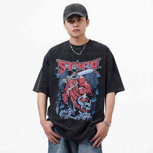 STA2023夏季战神钟馗潮流男士水洗宽松休闲美式短袖t恤半袖新款