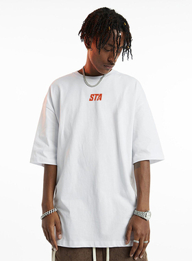 STA2026春夏季基础小logo宽松内搭纯棉重磅短袖t恤男潮牌美式半袖