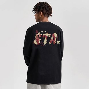 STA好运福气中国龙重磅纯棉国潮长袖 T恤男女秋冬宽松情侣打底上衣