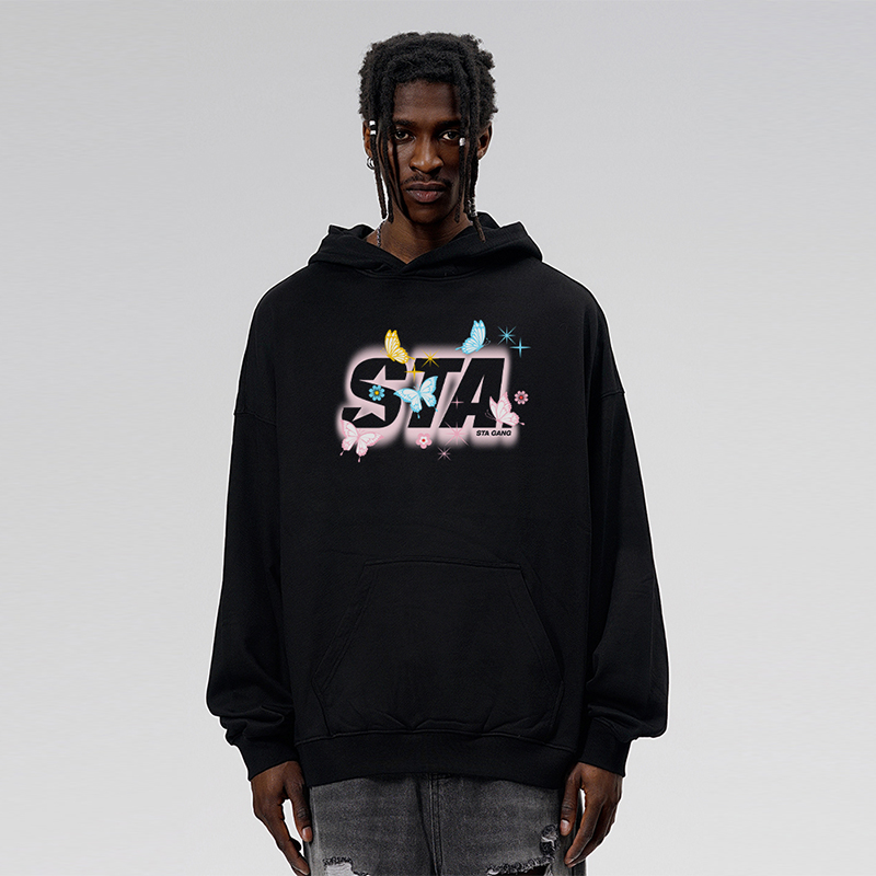 STA美式嘻哈风字母印花连帽卫衣