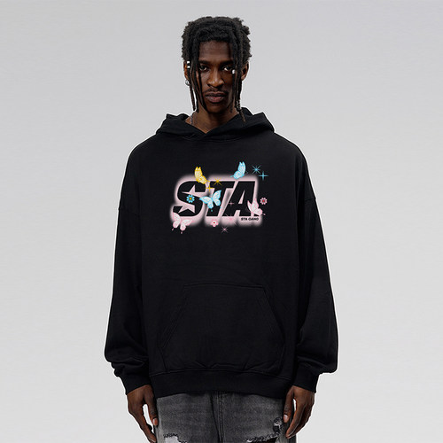 STA美式嘻哈风字母印花连帽卫衣