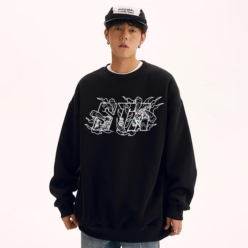 STA国潮牌基础圆领卫衣加绒