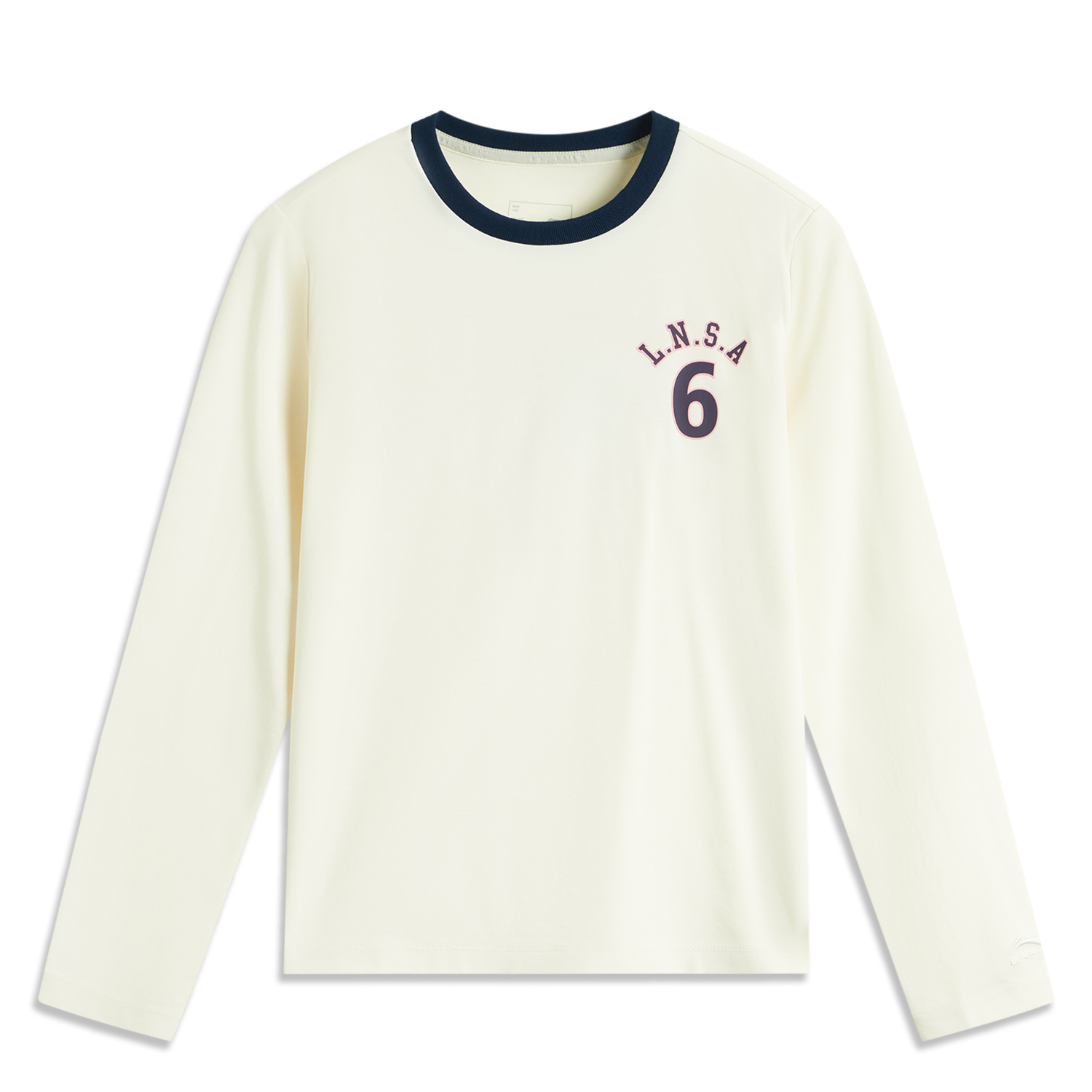 李宁运动生活系列女大童冰感舒适透气圆领休闲长袖文化衫YHSU160