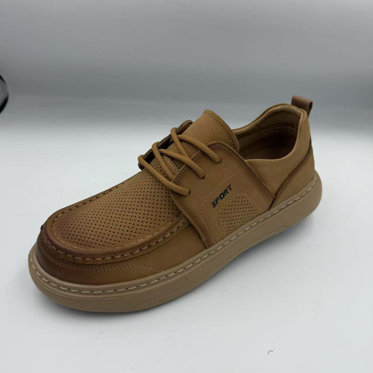 外贸厚底超轻休闲鞋男真皮百搭皮鞋男鞋新款软底舒适镂空打眼凉鞋