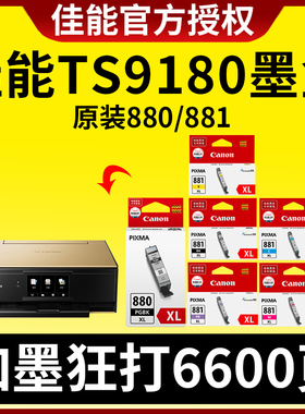 佳能TS9180墨盒原装PG-880PGBK黑色 TS708 TS6180  TS8280 TS8380 TS8180 TS9580 TR8580   TS6380 881可加墨