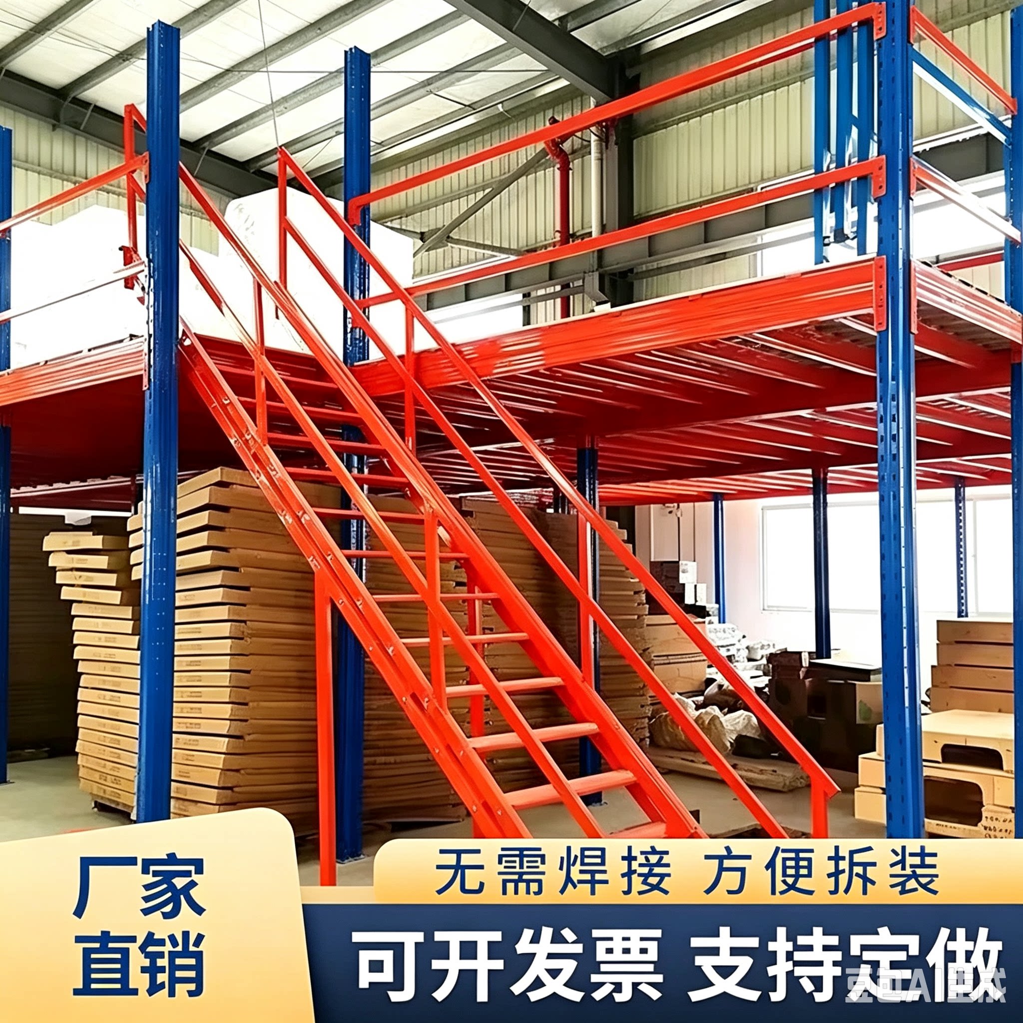定做平台二层货架重型钢结构阁楼