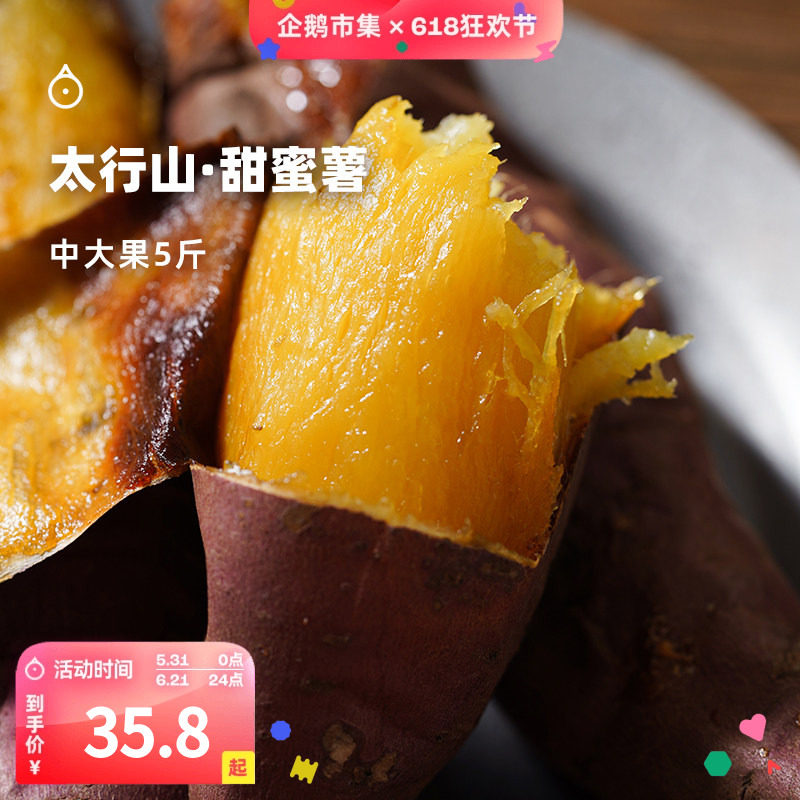 企鹅市集 太行山蜜薯 河北糖心地瓜黄心红薯新鲜时令果蔬