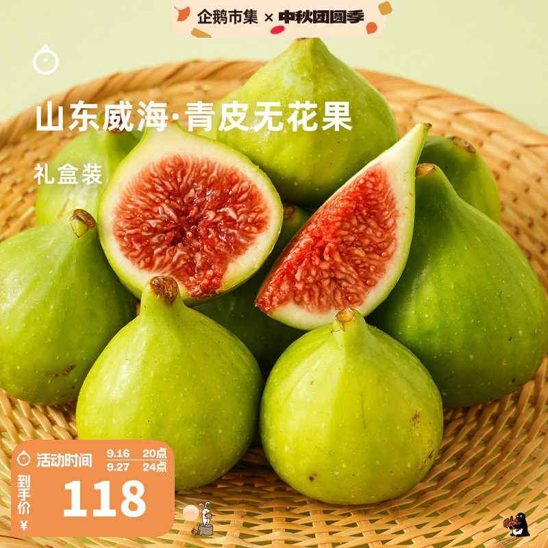 企鹅市集 青皮无花果 山东威海新鲜现摘无花果糖包子新鲜时令水果