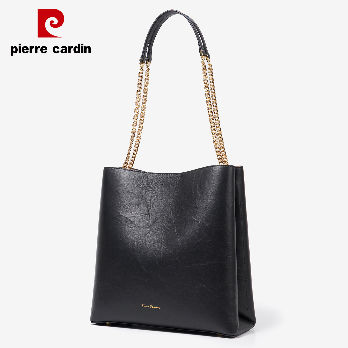 皮尔卡丹真皮大容量水桶包