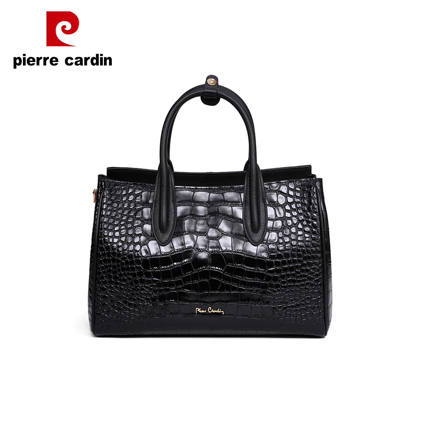 皮尔卡丹鳄鱼纹头层牛皮手提单肩包休闲风欧美休闲大容量斜挎女包