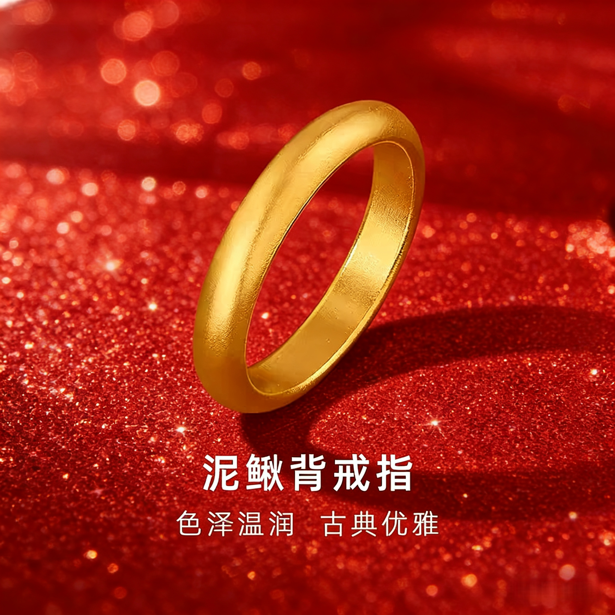 官方正品｜时尚泥鳅背情侣对戒古法素圈戒指男款金包银送女友礼物