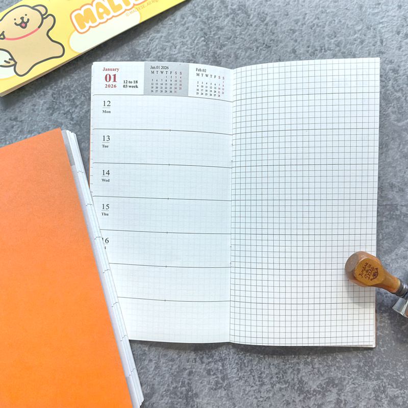 TN手帐2026彩色周计划旅行笔记本替芯内页全年规划时间管理日程本