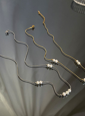 设计感轻奢天然珍珠锁骨链