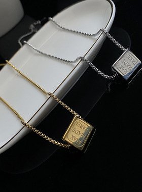 钢项链女三面字母OK锁骨链毛衣链