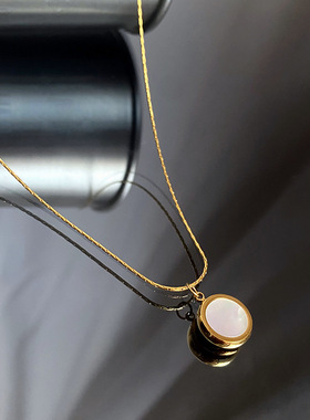 钛钢不掉色白贝母女项链